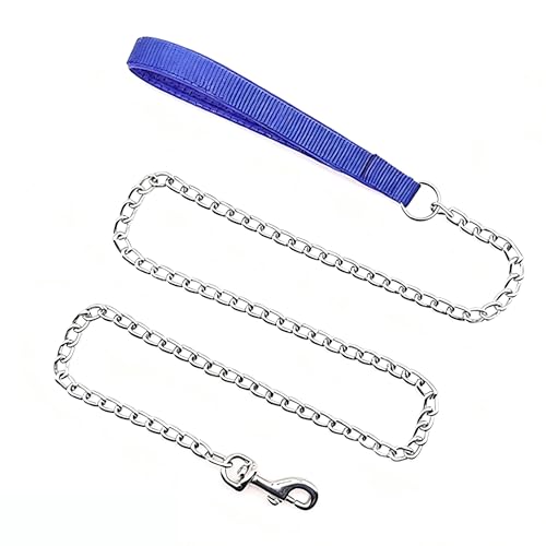 Dog Chain Leashes for Medium Dogs,Strong Metal Big Dog Leash，Heavy Duty Chew Proof Dogs Leash for Small Medium Large Breed Pet,2.5mm * 4ft Blue Hand