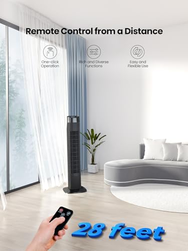 Uthfy Tower Fan with Remote, Portable 120° Oscillating Standing Fan, 3 Speeds & 3 Modes, 7.5H Timer, Fans That Blow Cold Air for Bedroom, Living Room, Office, Black - Image 3