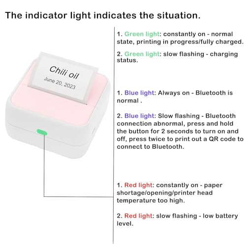 Image of Mini Printer Sticker Printer Bluetooth for Phone Portable Thermal Print for Photo,Note,Journal,Memo,with 6 Rolls Thermal Paper(Pink)
