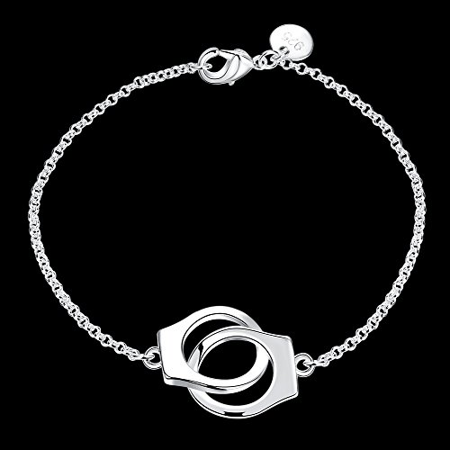 Cutesmile Fashion Jewelry 925 Sterling Silver Handcuff Chain Bracelet Partners in Crime Best Friends Bracelet2