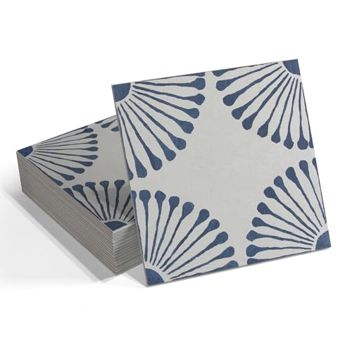 16-Sheet Peel and Stick Floor and Wall Tile, 9" x 9" Blue Stone C...