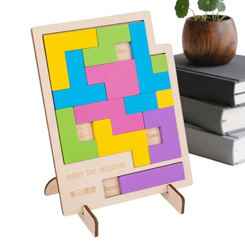 Puzle de calendario diario – Entrenador cerebral de madera | Juego de lógica de madera para todas las edades – Juego interactivo para la promoción cognitiva y el desafío diario