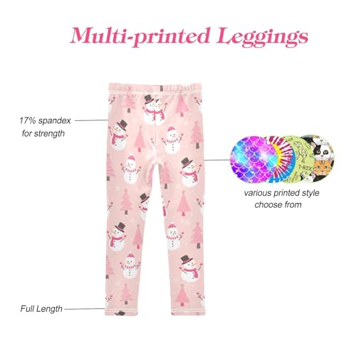 CaTaKu Girls Leggings Cute Christmas Snowman Tree Leggings for Girls Kids Athletic Workout Yoga Pants Size 4-10T4