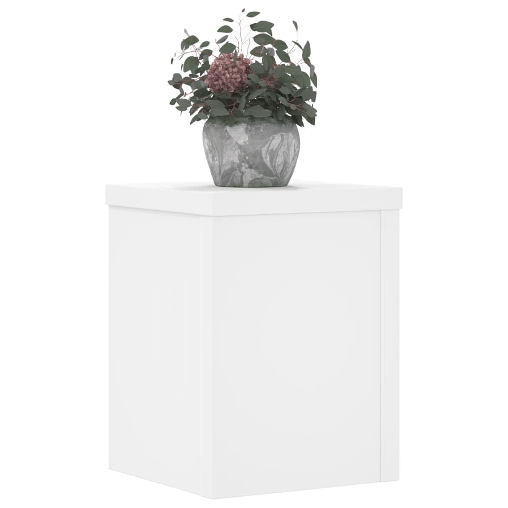 Stojak na rośliny, 2 szt., biały, 15 x 15 x 20 cm, wykonany z materiału drewnopochodnego do wnętrz, stabilny stojak na kwiaty z wydrążoną konstrukcją, ponadczasowe wzornictwo