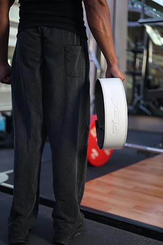 Image of Flexor 10MM White&Black Premium Weightlifting / Power Lifting Lever Belt for Men and Women - Fit for one person; Crafted with Leather with allen key adjustable heavy duty Buckle /Lever for Lower Back Support | Squats | Bench Press | Deadlift Belt (Small)