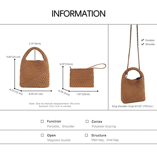 Fashion Tote Satchel Ladies Handmade Woven Hobo Handbags Adjustable Shoulder Bucket Bag Top-Handle With Purse For Women (Tender Green) #TOP1