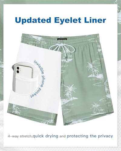 Image of SURF CUZ Mens Swim Trunks with Compression Liner Swim Shorts 7 inch Swimming Trunks Stretch 7 Inch Swim Suits Quick Dry
