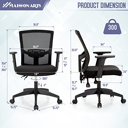 Maison Arts Mesh Office Chair Ergonomic Home Desk Chair Mid-Back Computer Task Chair With Breathable Mesh And Adjustable Armrests For Home Office #TOP1