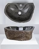 40 cm Stein-Waschbecken mit Hahnloch Flussstein-Aufsatzwaschbecken Naturstein Findling Granitwaschbecken für Bad Gäste WC Wohnfreuden