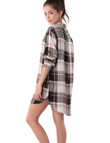 Image of TOUSYEA Sleep Shirts for Women Button Down Shirts Long Sleeve Sleepwear Swimsuit Cover Ups Soft Pajama Tops