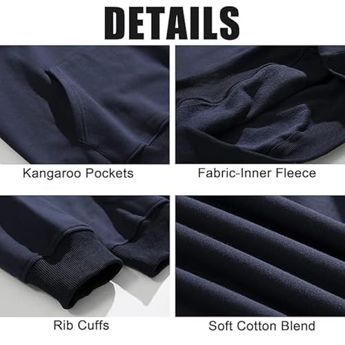Hoodies for Men Solid Color Fleece Hoodie Long Sleeve Pocket Loose Hoodie Pullover Tops Sweatshirts for Men3