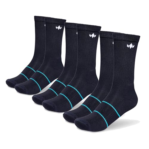 Diadem Sports Performance Crew Socks 3 Pack | Cushioned Athletic Unisex Socks - Moisture-Wicking, Breathable, Arch Band