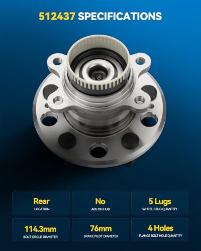 Image of PHILTOP 512437 x2 Rear Wheel Bearing Hub Assembly for Hyundai Sonata