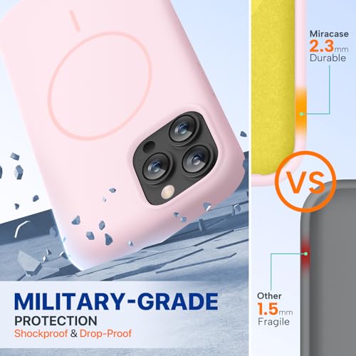 Image of Miracase Magnetic for iPhone 13 Pro Case, [Soft Anti-Scratch Microfiber Lining], Compatible with MagSafe, Liquid Silicone Shockproof Drop Protection Phone Case for 13 Pro, Sand Pink