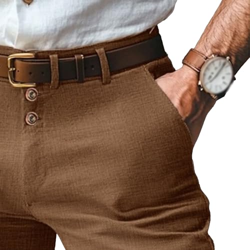 Shorts básicos para hombre de lino y algodón miniatura 3