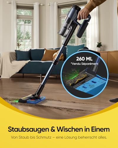 Vexilar V12 Akku Staubsauger Kabellos 50Kpa / 50Min, Leichter Selbststehend Akkustaubsauger mit Touchscreen, Grünes Licht, Anti-Tangle, Staubsauger für Teppich Hartböden Vorhang Auto Haustierhaare 3