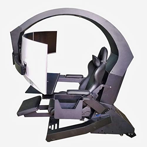 Imperatorworks IW 320 EASECOMFY Gaming Chair Recline Workstation with Massage Genuine Leather boss seat Chair Cockpit for Office and Home for Triple Monitors