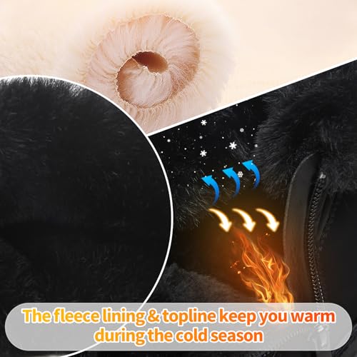 kufeiti Women's Waterproof Fall Winter Snow Boots Platform Fur Lined Ankle Boots for Women with Side Zipper Non Slip Outdoor Work Boots3