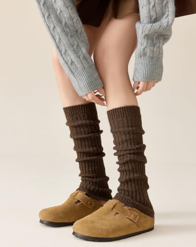 Image of Yawlsow Leg Warmers for Women Girls Y2k Knit Ruffle Leg Warmer Winter 80s with Sequins, Japanese Kawaii Harajuku Accessories