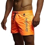 Leif Nelson Herren Sommer Badehosen Badeshorts Schwimmhose Schwimmshorts Beachshorts Strand Shorts Kurze Hosen Freizeithosen Jogginghose Cargo Hose Bermuda Chino LN9215; Medium; Orange