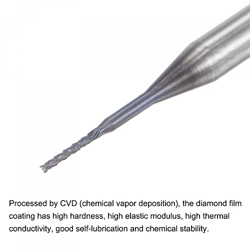 Image of uxcell End Mill CNC Router Bits, 0.6mm x 5.5mm 1 /8 inch Shank Diamond Film Coated Carbide Engraving Bit Milling Cutter Left Hand for PCB Plastic Fiber Wood 5pcs