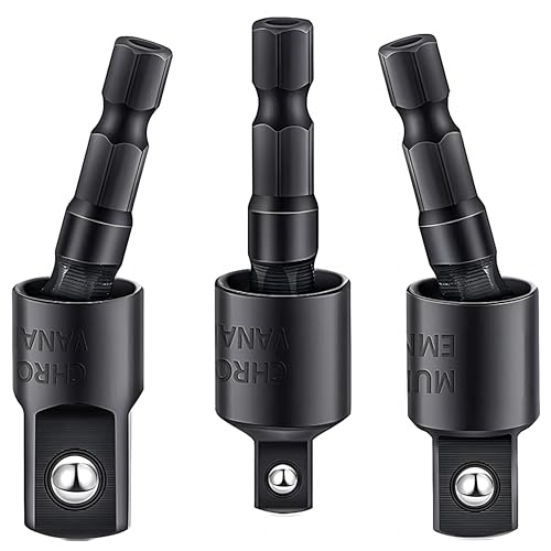 Image of 3Pcs 1 /4 inch 3 /8 inch 1 /2 inch Bits 360Rotatable,Impact Grade Socket Adapter /Extension Set Turns Power Drill Into High Speed Nut Driver,for Cordless Drills Ratchet Extension,Universal Socket Wrench Adapter Set