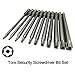 YDLQWCZ Long Torx Security Head Screwdriver Drill Set 1/4 Inch Hex Shank T6 T7 T8 T9 T10 T15 T20 T25 T27 T30 T40 11 Pieces 4 Inch Length S2 Steel Torx Screwdriver Bit Set (11pcs Torx Head 100mm)