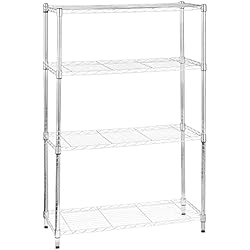 Estanterias Modernas Amazon Amazon Basics Estantería con 4 baldas, Cromado, 35.56D x 91.44W x 137.16H cm