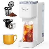 Tastyle Single Serve Hot & Iced Coffee Maker with Strong Brew, 40oz Removable Reservoir, 6 Brew Sizes, Compatible with K Cup and Grounds, Compact for Home, Office, RV and Dorm, White (2.0 Version)