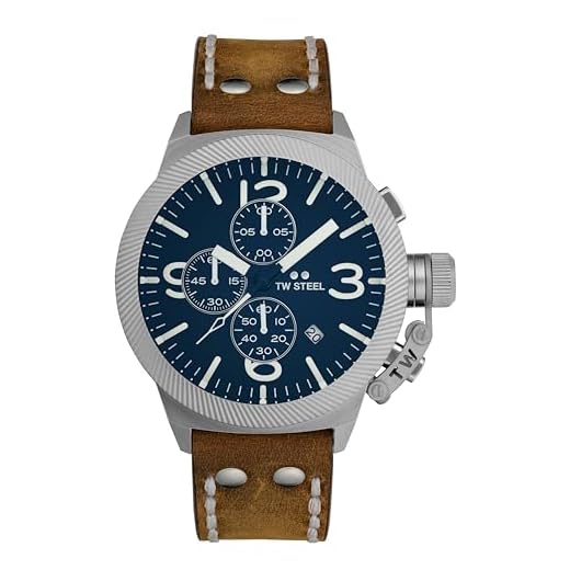 TW Steel Canteen Mens 45mm Quartz Chronograph Watch with Brown Leather Strap