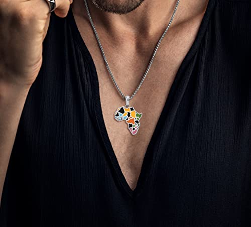 Pome Africa Necklace in Sterling Silver, Multi-Color Pendant, Made in America4