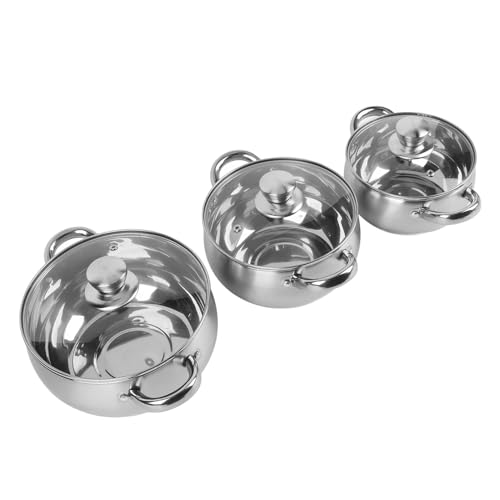 MENDUNER Conjunto de Ollas de Acero Inoxidable de 3 Tamaños, Juego de Utensilios de Cocina de Inducción de Cocina Anti stick, Funciona con Estufas de Inducción Eléctrica