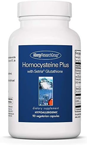 Allergy Research Group Homocysteine Plus Supplement - with Setria Glutathione, Vitamin B Complex, Trimethylglycine, Vegetarian Capsules - 90 Count