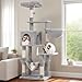 Hey-brother Cat Tree with Large Hammock, Multi-Level Cat Tower for Indoor Cats, Cat Condo with Sisal-Covered Scratching Posts and Top Perch, Light Gray MPJ050W