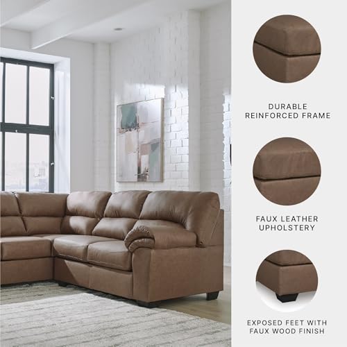 Image of Signature Design by Ashley Caramel Faux Leather Sectional, Walker Point
