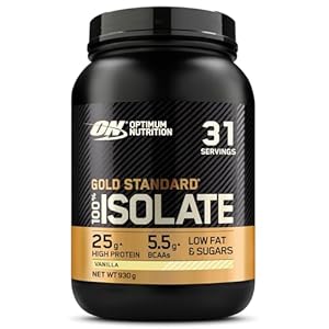 Optimum Nutrition ON Gold Standard 100% Isolate Pure Whey Protéine, BCAAs et Glutamine d&rsquo;Origine Naturelle, Avant et Après Entraînement, Saveur Vanille, 31 Portions, 930 g