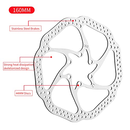 Meroca Mountain Bike Hydraulic Brake Set With 160Mm Six Spike Discs,Hydraulic Brake Set Left Front 800Mm Right Rear 1400Mm,Pm Adapter Included. #TOP4