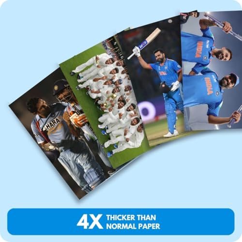 Image of Cricket Poster | Set of 40 Mini Cricketers Posters (15 X10 Cm) | Posters for wall, boys, hostel | Best Gift for Cricket lovers, Virat Kholi, Rohit Sharma, MS Dhoni | Glue Dots Included