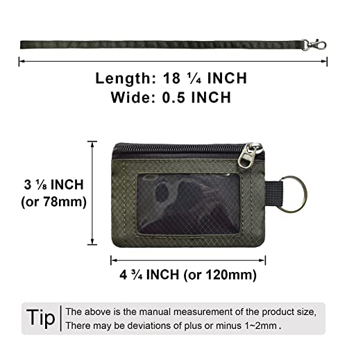 Image of CHENSPRX Minimalist RFID Blocking Small Wallet with ID Window,WaterResistant Zip Id Case Wallet with Lanyard Keychain for Cards,Cash,Travel,Women,Men