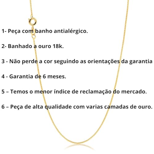 Corrente Modelo Veneziana Fina De 45 Cm Banhada á ouro 18k e Antialégica