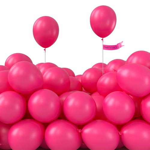 Image of PartyWoo Hot Pink Balloons 100pcs 5 Inch Magenta Fuchsia Balloons for Baby Shower Gender Reveal Engagement Bachelorette Wedding Bridal Shower Anniversary Birthday Party Decorations Pink-Y12