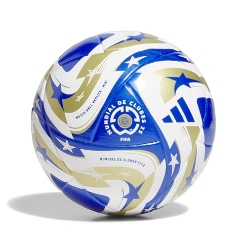 Adidas Mini Ballon de Football FIFA Club World Cup pour Adulte, Blanc/Bleu maître/doré métallisé/Bleu foncé, 1
