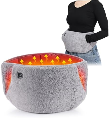 Portable Heating Pad with 3 Level Temperature Control, USB Powered Period Heating Pad with Hand Pockets for Period Cramps Body Joints Pain, Grey