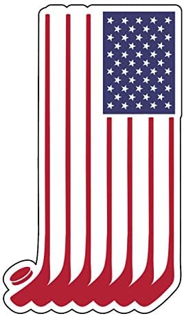 WickedGoodz Hockey Stick American Flag Decal - Ice Hockey Bumper Sticker - for Laptops Tumblers Windows Cars Trucks Walls