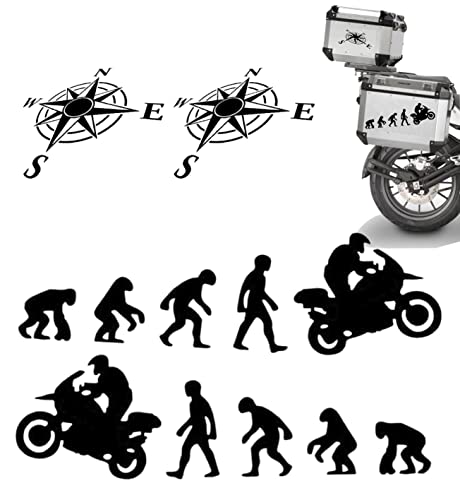 Nuevo kit pegatinas Evolution + regalo 2 pegatinas rosas de los vientos de 15 cm maletas para moto Enduro Adventure Trail Off Road Sport (negro brillante) Cover
