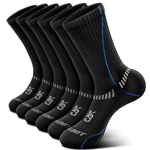 Image of BULLIANT Men 6-Pack Athletic Compression Crew Socks for Running Gym Sports