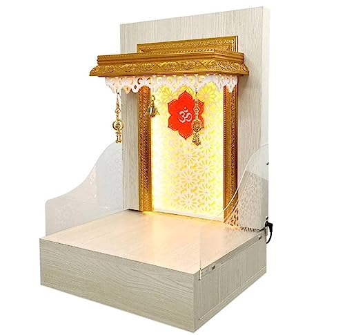Pooja Mandir en bois haut de gamme Devyom avec mandrin mural