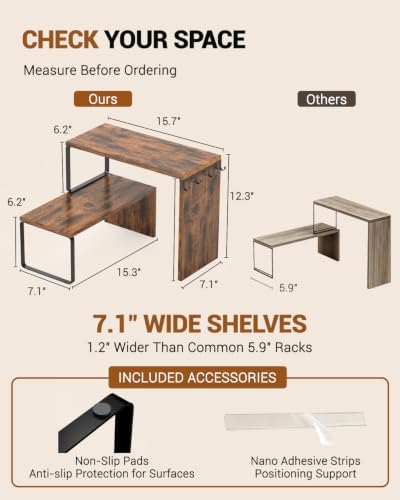Kitchen Countertop Organizer, 2-Tier Expandable Spice Rack with Hooks — view 6