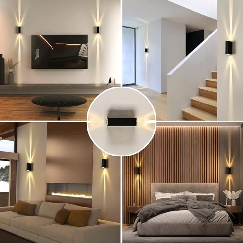 LED Aussenlampe Wand, LED Wandleuchte Aussen 6W, Außenbeleuchtung Wasserdicht IP65 Wandlampe Aussen Warmweiß 3000K Up Down Kleine Aluminium für Inner Hauswand Flur Terrasse, Schwarz 2 PCS – Bild 6