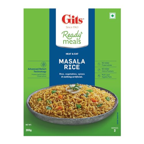 Image of Gits Ready to Eat Masala Rice, Pure Veg Heat and Eat Rice Dish,Microwaveable, 265g